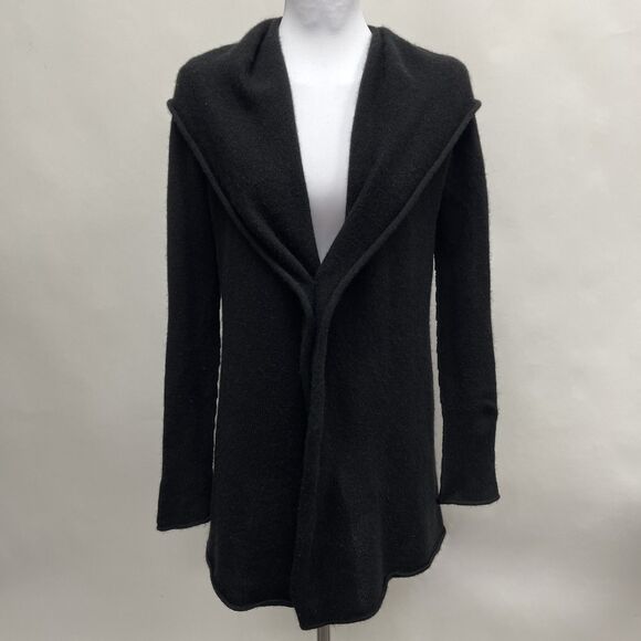 Vince. Cardigan Hooded Hoodie Sweater Black Small Yak Yak Wool Blend Safety Pin - Picture 1 of 10
